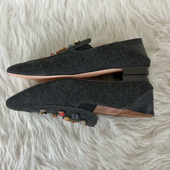 J. Crew Gray Janie Jewel Convertible Smoking Slippers Loafers Mules 9.5 - Picture 5 of 8